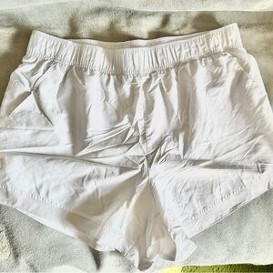 Women's Lined White Athletic Shorts, XL